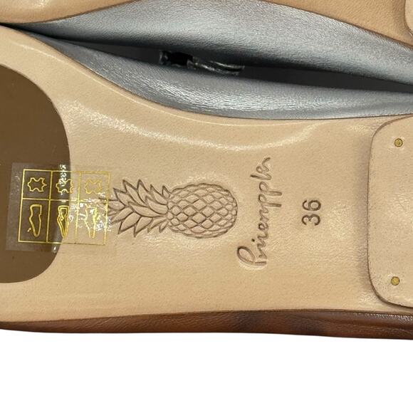 Pineapple Dawn Square Toe Mary Jane Leather Shoes Womens 6 Silver Balletcore NEW - Picture 12 of 12